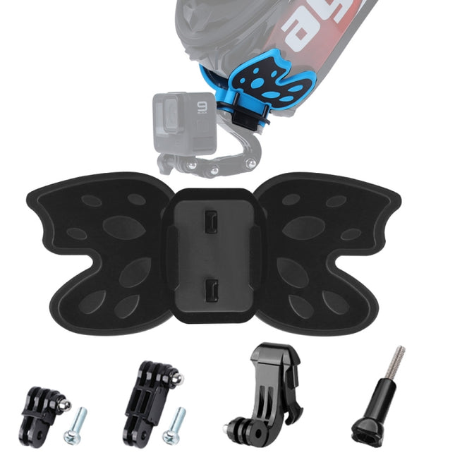 Butterfly Helmet Mount Adapter with 3-Way Pivot Arm & J-Hook Buckle & Long Screw for GoPro, Insta360, DJI and Other Action Cameras, Butterfly Helmet Mount with Pivot Arm & J-Hook Buckle