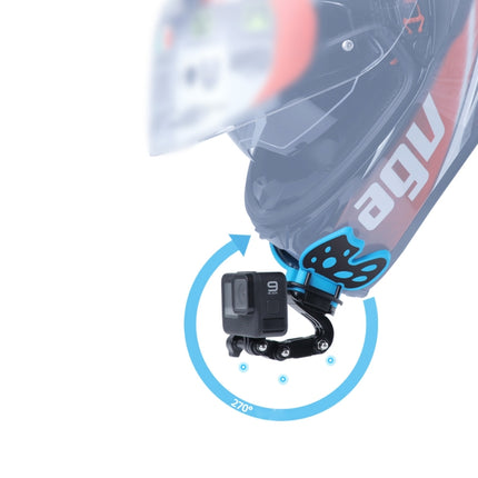 Butterfly Helmet Mount Adapter with 3-Way Pivot Arm & J-Hook Buckle & Long Screw for GoPro, Insta360, DJI and Other Action Cameras, Butterfly Helmet Mount with Pivot Arm & J-Hook Buckle