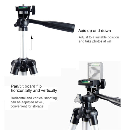 Live Broadcast Tripod 4-Section Folding Legs Aluminum Alloy Tripod Mount with U-Shape Three-Dimensional Tripod Head for DSLR & Digital Camera, Adjustable Height: 35-106cm, 3110 Silver