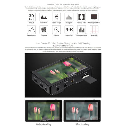 FEELWORLD LUT5 5.5 inch Ultra High Bright 3000nit Touch Screen DSLR Camera Field Monitor, LUT5