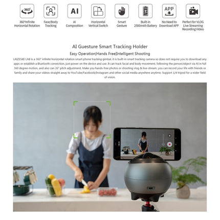 LAIZESKE LA8 Smart Robot Cameraman 360 Degree Auto Tracking Phone Holder, LA8