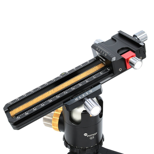 FITTEST 180mm Precision Aluminium 2-way Macro Rail Slider Tripod Head Quick Release Plate Holder, MR-180
