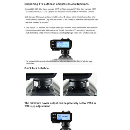 Godox X2T-S E-TTL II Bluetooth Wireless Flash Trigger for Sony, X2T-S for Sony