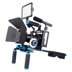 YELANGU D222 Dual Handles Camera Shoulder Mount + Camera Cage Stabilizer Kit with Matte Box + Follow Focus for DSLR Camera / Video Camera, D222