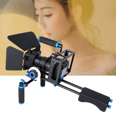 YELANGU D222 Dual Handles Camera Shoulder Mount + Camera Cage Stabilizer Kit with Matte Box + Follow Focus for DSLR Camera / Video Camera, D222