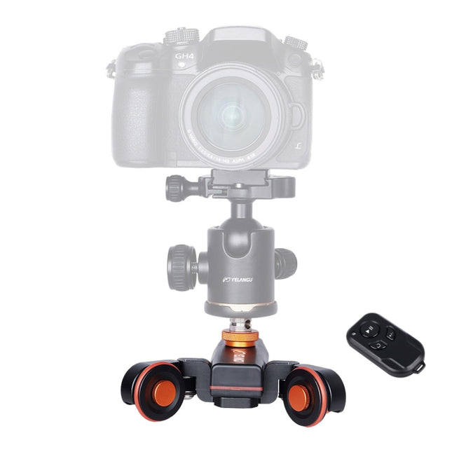 YELANGU L4X Camera Wheel Dolly II Electric Track Slider 3-Wheel Video Pulley Rolling Dolly Car with Remote Control for DSLR / Home DV Cameras, GoPro, Smartphones, Load: 3kg, L4X Dolly Car Black