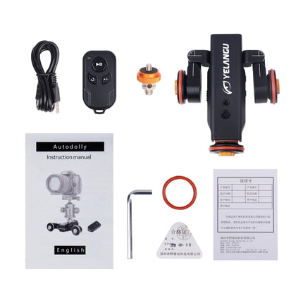 YELANGU L4X Camera Wheel Dolly II Electric Track Slider 3-Wheel Video Pulley Rolling Dolly Car with Remote Control for DSLR / Home DV Cameras, GoPro, Smartphones, Load: 3kg, L4X Dolly Car Black