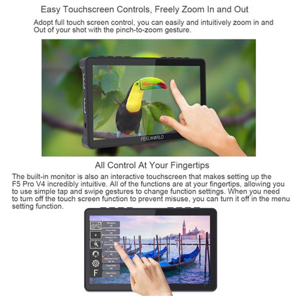 FEELWORLD F5 Pro V4 6 inch Touch Screen DSLR Camera Field Monitor 3D LUT 4K HDMI Input Output Tilt Arm, F5 Pro V4