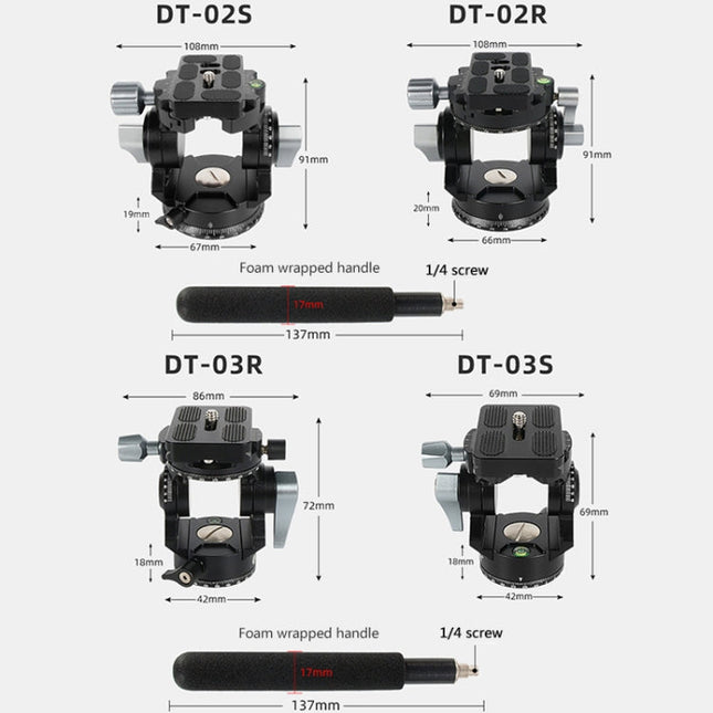 BEXIN DT-02R/S 2D 720 Degree Panorama Heavy Duty Tripod Action Fluid Drag Head with Quick Release Plate, DT-02R/S