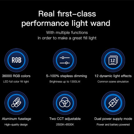 LUXCeO P6 RGB Colorful Photo LED Stick Video Light Handheld APP Control Full Color LED Fill Light, P6