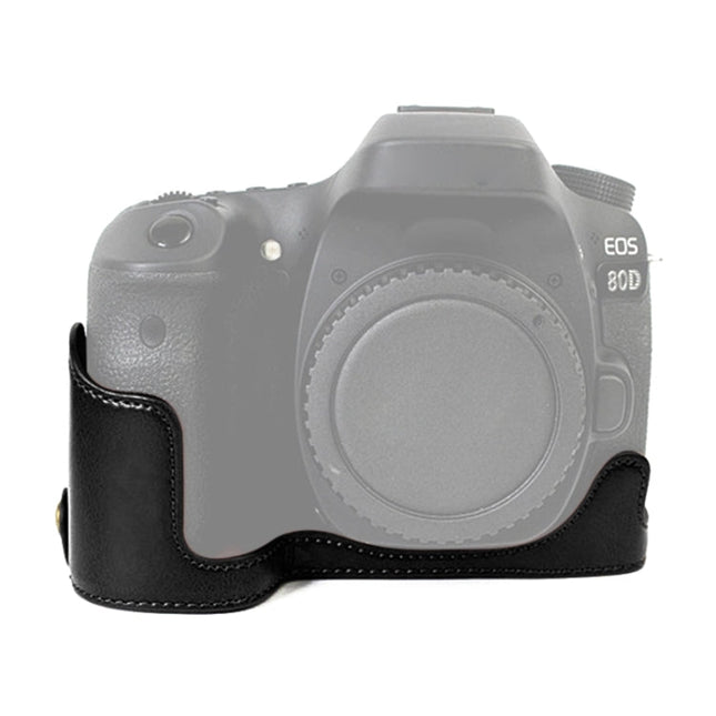 1/4 inch Thread PU Leather Camera Half Case Base for Canon EOS 80D / 70D, For Canon EOS 80D