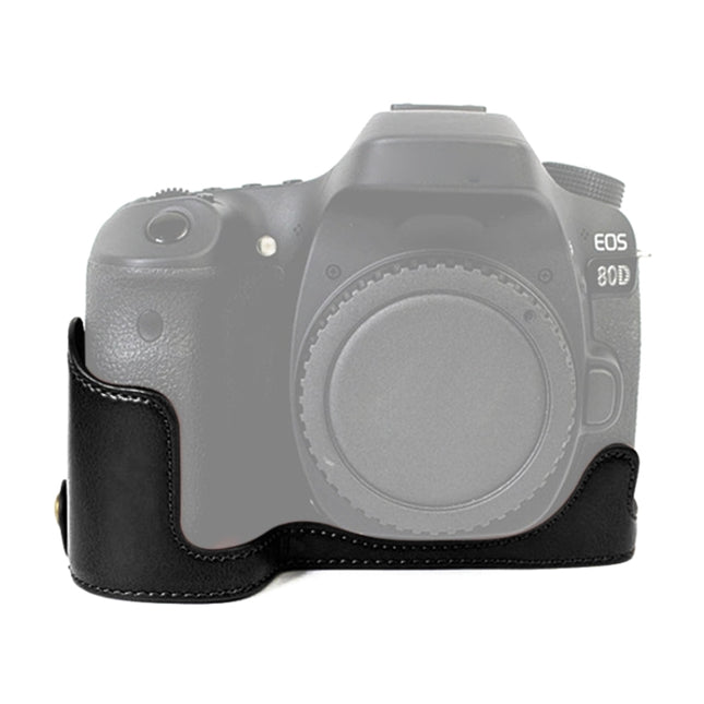 1/4 inch Thread PU Leather Camera Half Case Base for Canon EOS 80D / 70D, For Canon EOS 80D