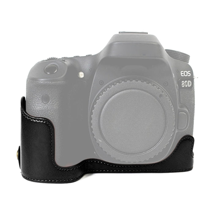 1/4 inch Thread PU Leather Camera Half Case Base for Canon EOS 80D / 70D, For Canon EOS 80D
