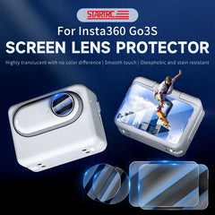 For Insta360 GO 3S STARTRC 2 in 1 2pcs Screen Tempered Glass Film and 2pcs Lens TPU Film