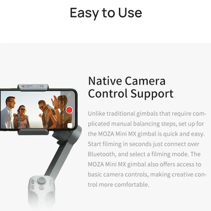 MOZA Mini MX 3 Axis Foldable Handheld Gimbal Stabilizer for Action Camera and Smart Phone, Mini MX