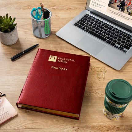 2026 Desk Diary - Week-to-View Planner - Claret (DCC-26)