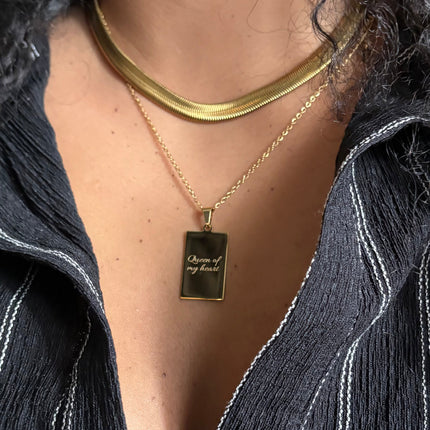 ‘Queen of my Heart’ Necklace - Gold/Silver - Double sided