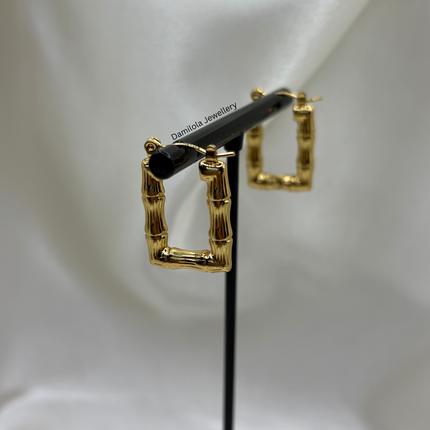 Gold ‘Brooklyn’ Bamboo Rectangle Hoops