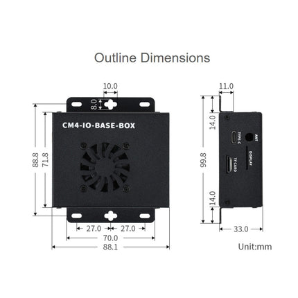 Waveshare Mini IO Board Full Ver Mini-Computer Base Box with Metal Case & Cooling Fan for Raspberry Pi CM4, Mini IO Board Full Ver