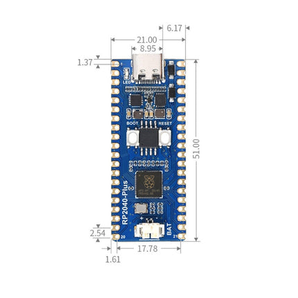 Waveshare RP2040-Plus Pico-like MCU Board Based on Raspberry Pi MCU RP2040, with Pinheader, RP2040-Plus with Pinheader