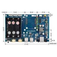 Waveshare PoE UPS Base Board for Raspberry Pi CM4, Gigabit Ethernet, Dual HDMI, Quad USB2.0, PoE UPS Base Board