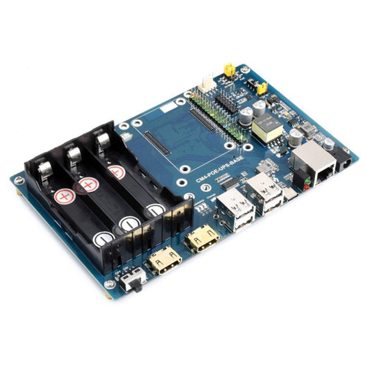 Waveshare PoE UPS Base Board for Raspberry Pi CM4, Gigabit Ethernet, Dual HDMI, Quad USB2.0, PoE UPS Base Board