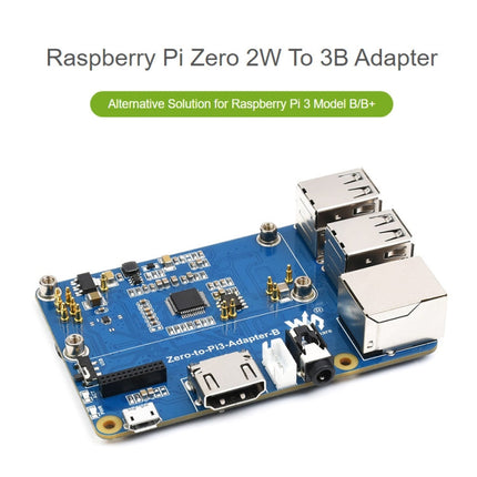 Waveshare Raspberry Pi Zero 2W To 3B Adapter for Raspberry Pi 3 Model B/B+, Pi Zero 2W To 3B