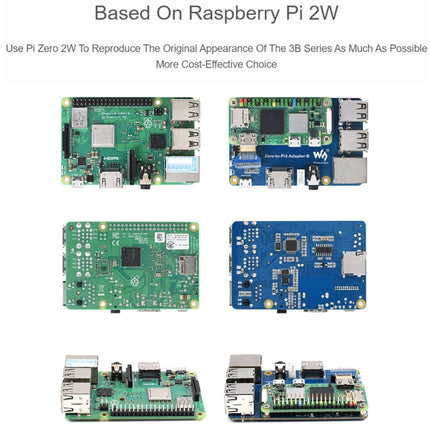 Waveshare Raspberry Pi Zero 2W To 3B Adapter for Raspberry Pi 3 Model B/B+, Pi Zero 2W To 3B