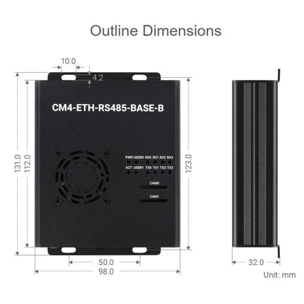 Waveshare Dual ETH Mini-Computer for Raspberry Pi CM4, Gigabit Ethernet, 4CH Isolated RS485