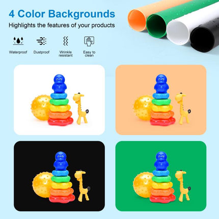 DIYLooks 40cm Folding Portable 97 CRI Photo Lighting Studio Shooting Tent Box Kit with 4 Colors Black, Orange, White, Green Backdrops