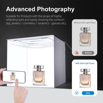 DIYLooks 40cm Folding Portable 97 CRI Photo Lighting Studio Shooting Tent Box Kit with 4 Colors Black, Orange, White, Green Backdrops