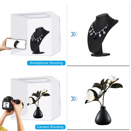 DIYLooks 40cm Folding Portable 97 CRI Photo Lighting Studio Shooting Tent Box Kit with 4 Colors Black, Orange, White, Green Backdrops