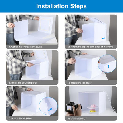 DIYLooks 40cm Folding Portable 97 CRI Photo Lighting Studio Shooting Tent Box Kit with 4 Colors Black, Orange, White, Green Backdrops