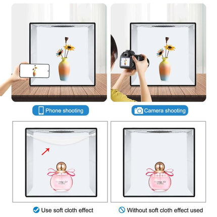 PULUZ 40cm Folding Portable Ring Light USB Photo Lighting Studio Shooting Tent Box with 6 x Dual-side Color Backdrops, Size: 40cm x 40cm x 40cm