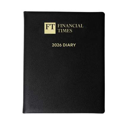 2026 Leather Desk Diary - Week-to-View Planner - Black