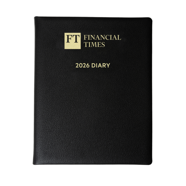2026 Leather Desk Diary - Week-to-View Planner - Black