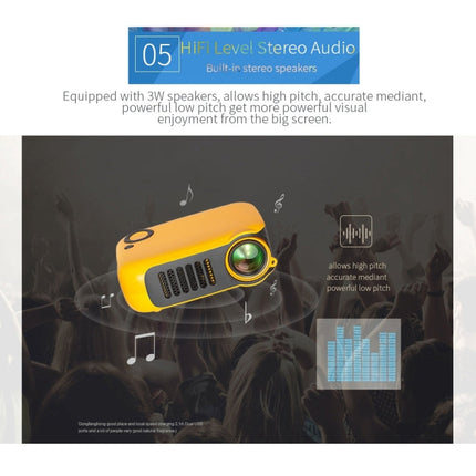 A2000 Portable Projector 800 Lumen LCD Home Theater Video Projector, Support 1080P, AU Plug, AU Plug