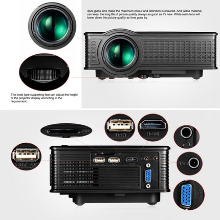 LY-40 1800 Lumens 1280 x 800 Home Theater LED Projector with Remote Control, EU Plug, LY-40 EU Plug