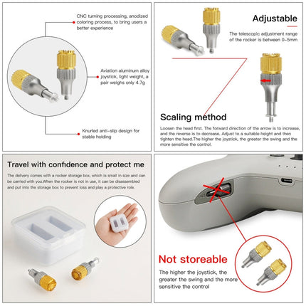 RCSTQ Two-color Retractable Thumb Rocker Joystick for DJI FPV Combo Drone Remote Control, For DJI FPV Two-color