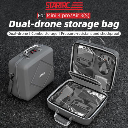 For DJI Air 3 / Air 3S / Mini 4 Pro STARTRC Dual-Drone Shoulder Storage Bag PU Handbag, For DJI Air 3 / Air 3S / Mini 4 Pro
