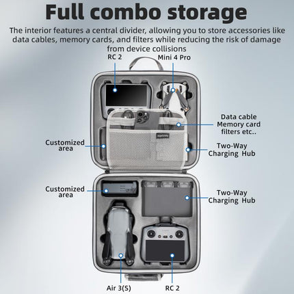 For DJI Air 3 / Air 3S / Mini 4 Pro STARTRC Dual-Drone Shoulder Storage Bag PU Handbag, For DJI Air 3 / Air 3S / Mini 4 Pro