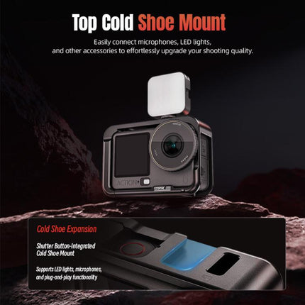 For DJI Osmo Action 6 STARTRC Metal Cage Frame with Cold Shoe, For DJI Osmo Action 6 Metal Cage
