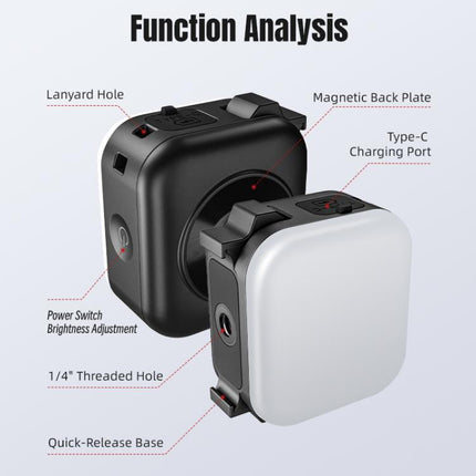 For DJI Osmo Pocket 3 STARTRC Cat Ears Magnetic Three Colors LED Fill Light with Fixed Clamp, For DJI Osmo Action 6 / 5 Pro / 4 / 3
