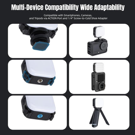 For DJI Osmo Pocket 3 STARTRC Cat Ears Magnetic Three Colors LED Fill Light with Fixed Clamp, For DJI Osmo Action 6 / 5 Pro / 4 / 3