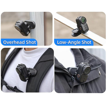 For DJI Osmo Nano Sunnylife Backpack Clip Action Camera Clamp 360 Rotation Vertical-Horizontal Mount 90 Tilt Upgraded Backpack Clip