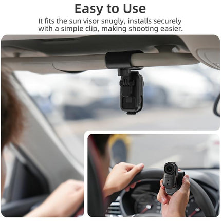 For DJI Osmo Nano Sunnylife Car Sun Visor Mount Action Camera Holder 360 Rotating 90 Tilt Sun Visor Holder, MJ165 Car Sun Visor Mount