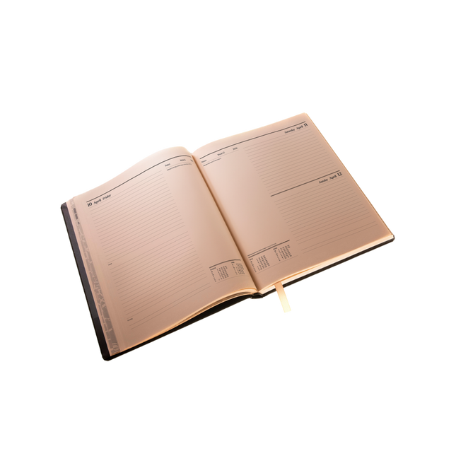 2026 Desk Diary (Pink paper) - Day-a-Page Planner - Black (DPC-26)