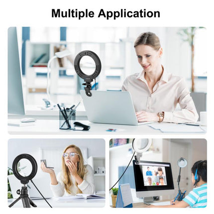 PULUZ 6.2 inch 16cm Ring Selfie Light 3 Modes USB Dimmable Dual Color Temperature LED Curved Vlogging Photography Video Lights with Monitor Clip Holder, 6.2 inch 16cm