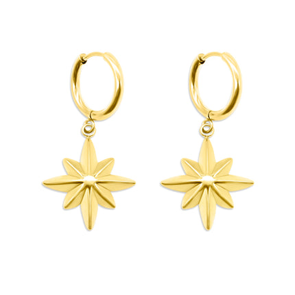 Gold Celeste North Star Hoop Earrings