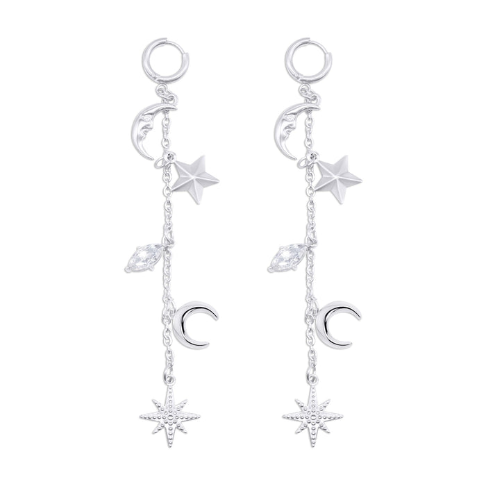 Cassiopeia Star and Moon Earrings